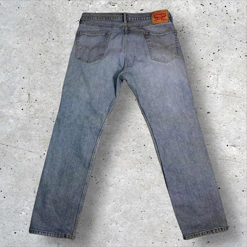 Custom Levi’s 505 Rainbow Jeans 34x30 Hand Sewn Applique Clouds - Picture 2 of 12